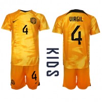 Nizozemska Virgil van Dijk #4 Domaci Dres za djecu SP 2022 Kratak Rukav (+ Kratke hlače)
